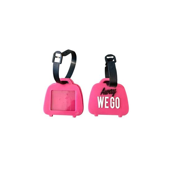 Pink Away We Go Luggage Tag, Pink Black, EUC - Picture 1 of 2